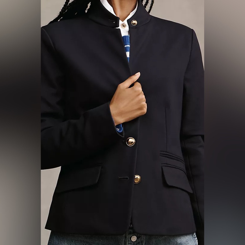NWT Anthropologie Maeve Ponte Naval Peacoat Blazer in NAVY, Size 6 - Picture 3 of 8